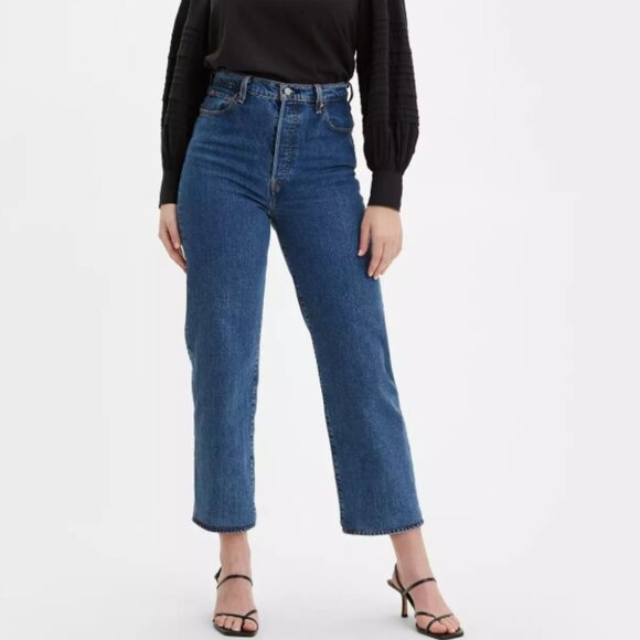 Levi's Ribcage Straight Ankle sz 28 Medium Wash Denim Women's Jeans High Rise - Picture 1 of 10